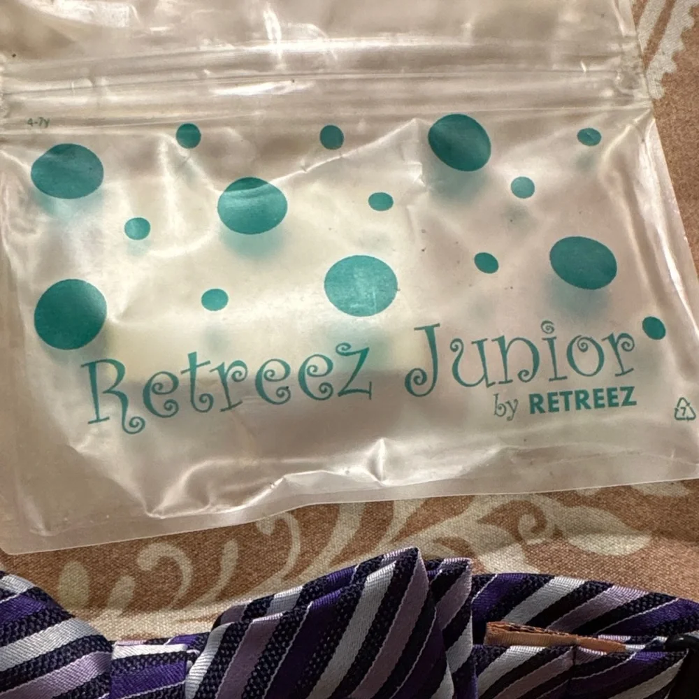 Junior Kids Purple Striped Bow Tie